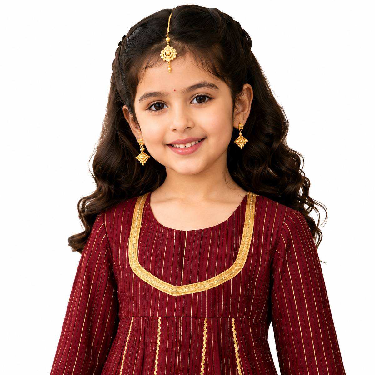 Girls Maroon Kurti with Golden Sharara Set | Kids Festive Party Wear | Tiny Soul Pakistan