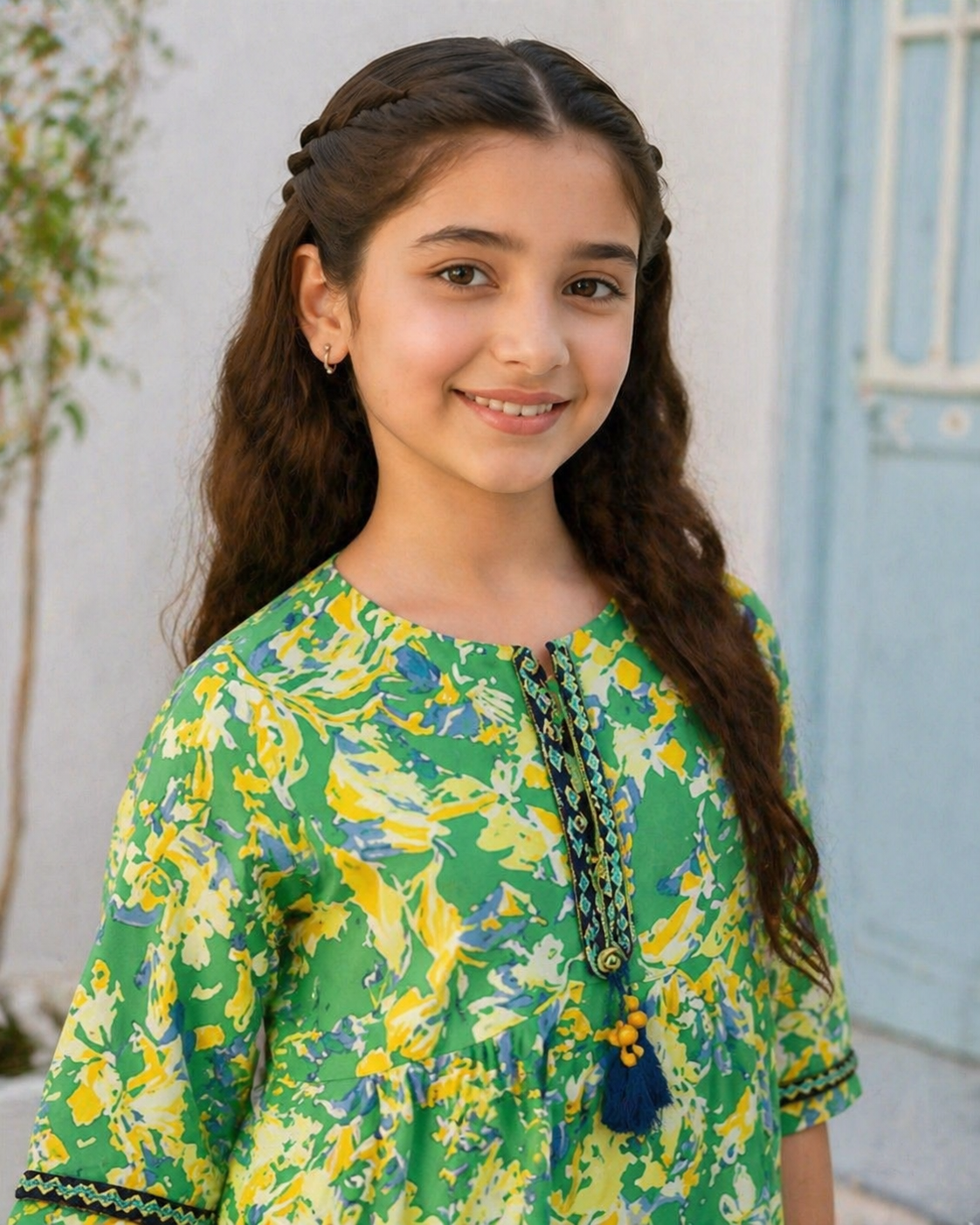 Green Floral Printed Kids Co-Ord Set
