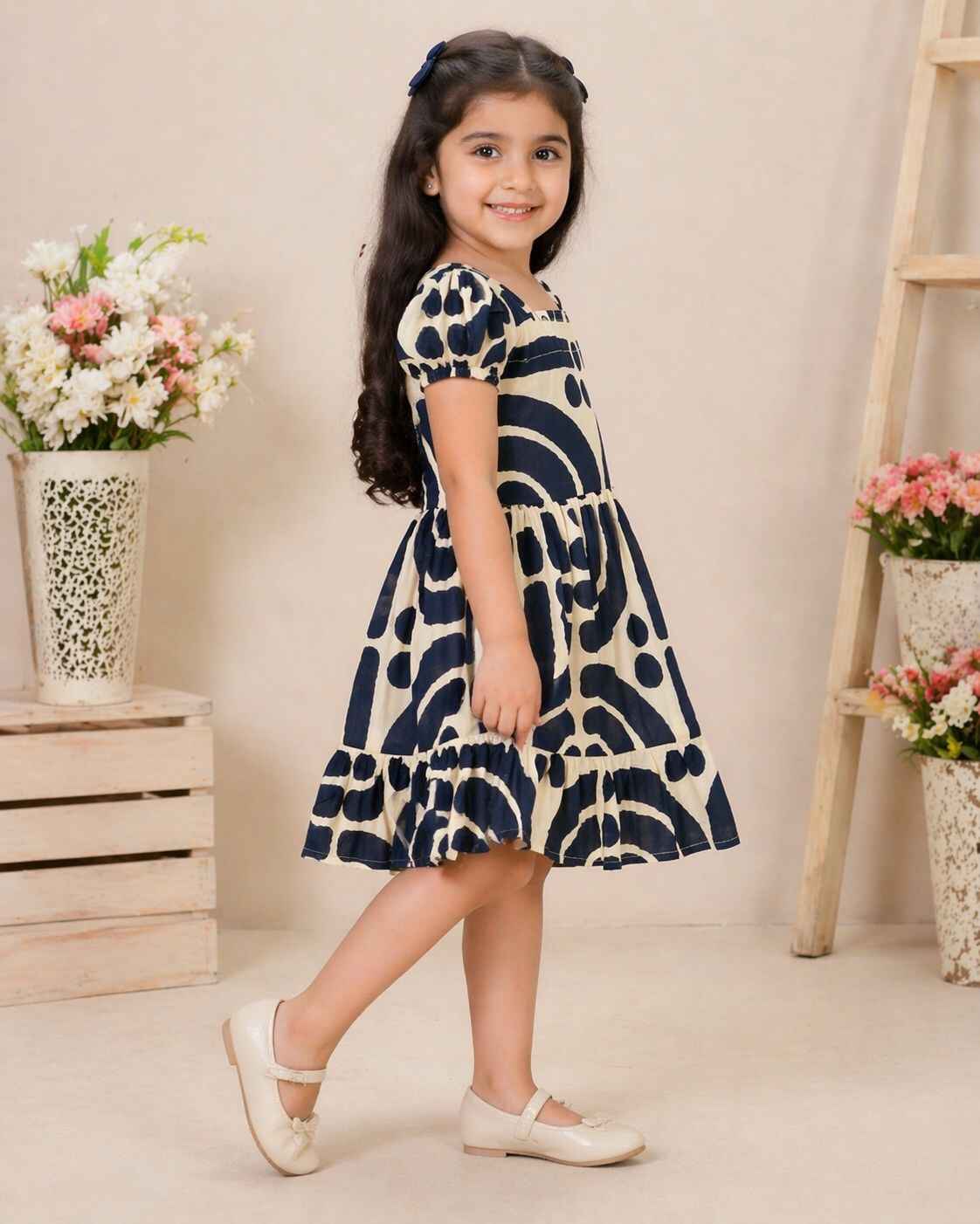 Printed Fit & Flare Girls Dress - Frock