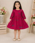 Printed Button-Down Girls Dress – Frock