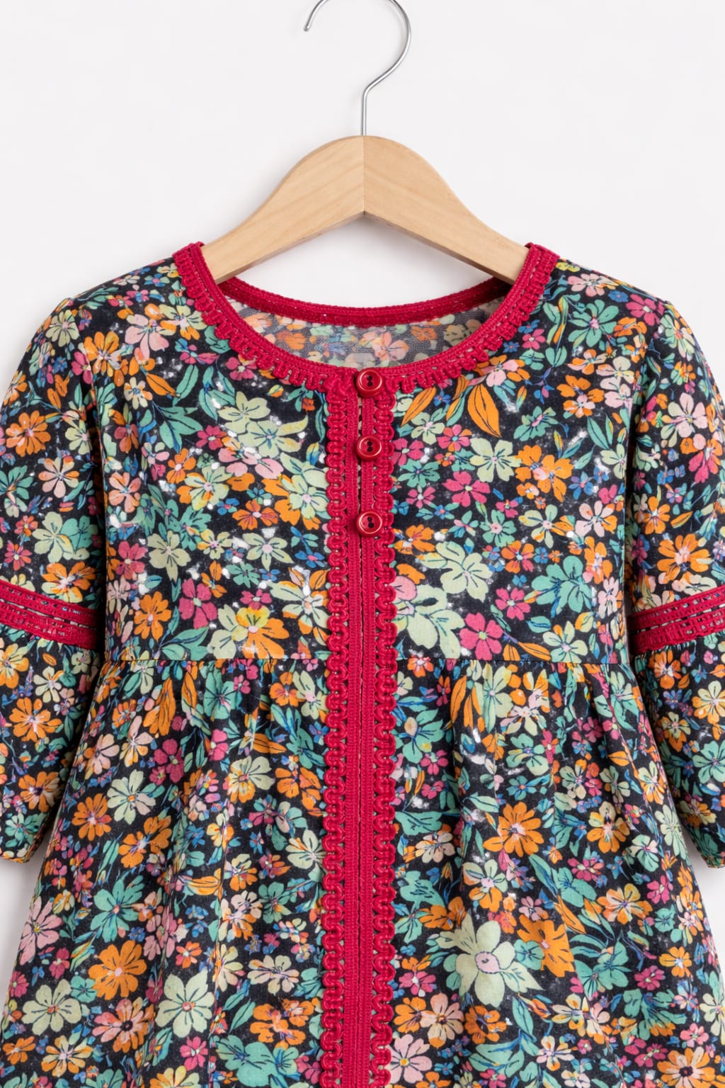 Colorful Floral Printed Kids Soft Cotton Two-Piece Outfit Article No Ts 716
