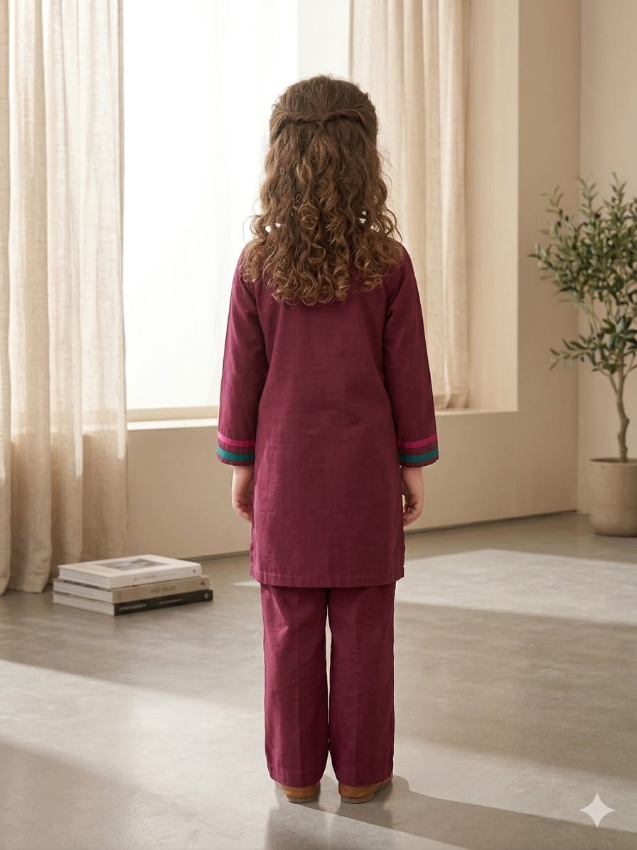 Elegant Embroidered Kids Two-Piece Traditional Outfit