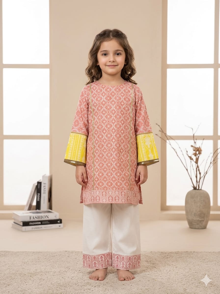 Elegant Printed Kids Soft Cotton Two-Piece Outfit