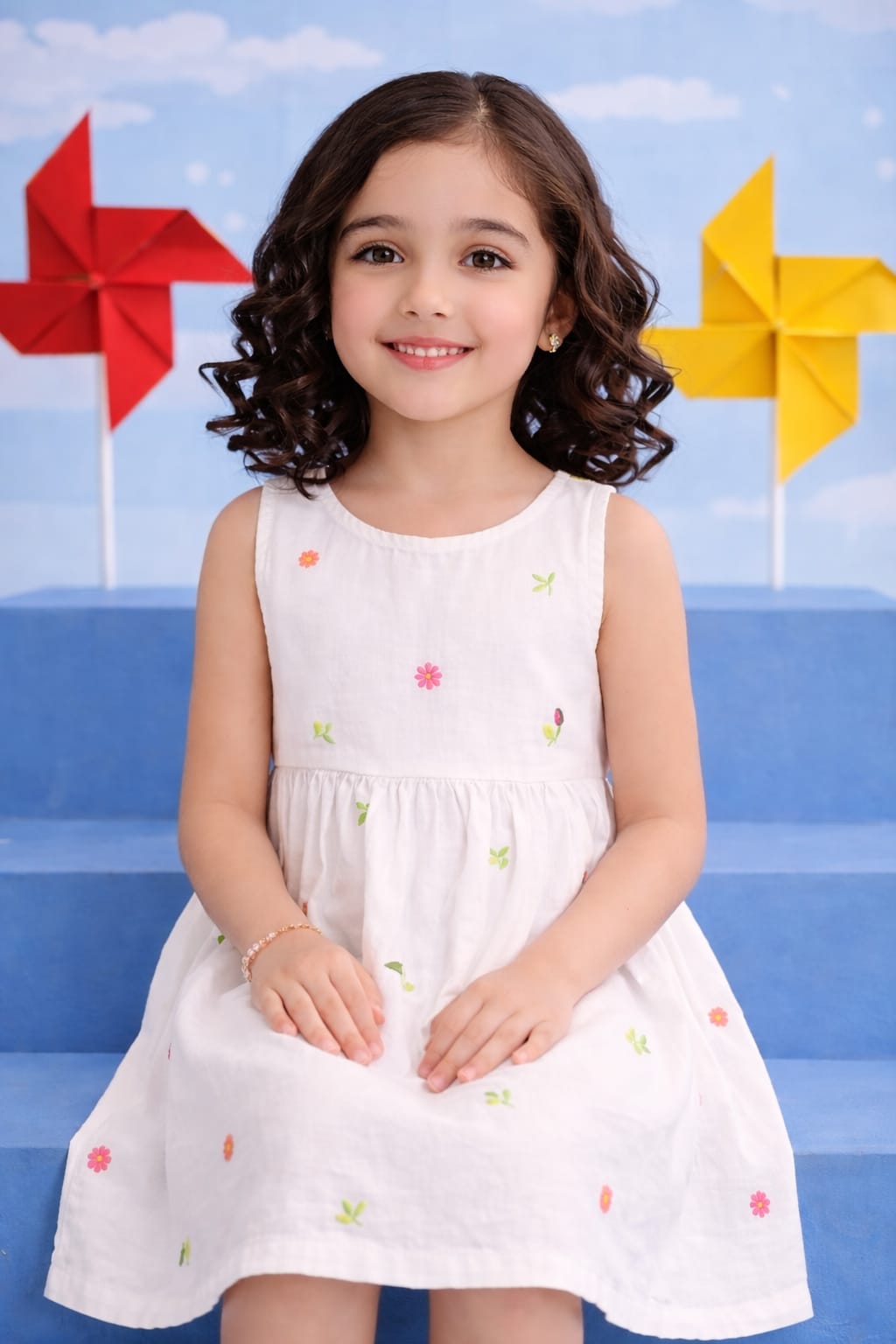 Cute Floral Embroidered Kids Soft Cotton Frock