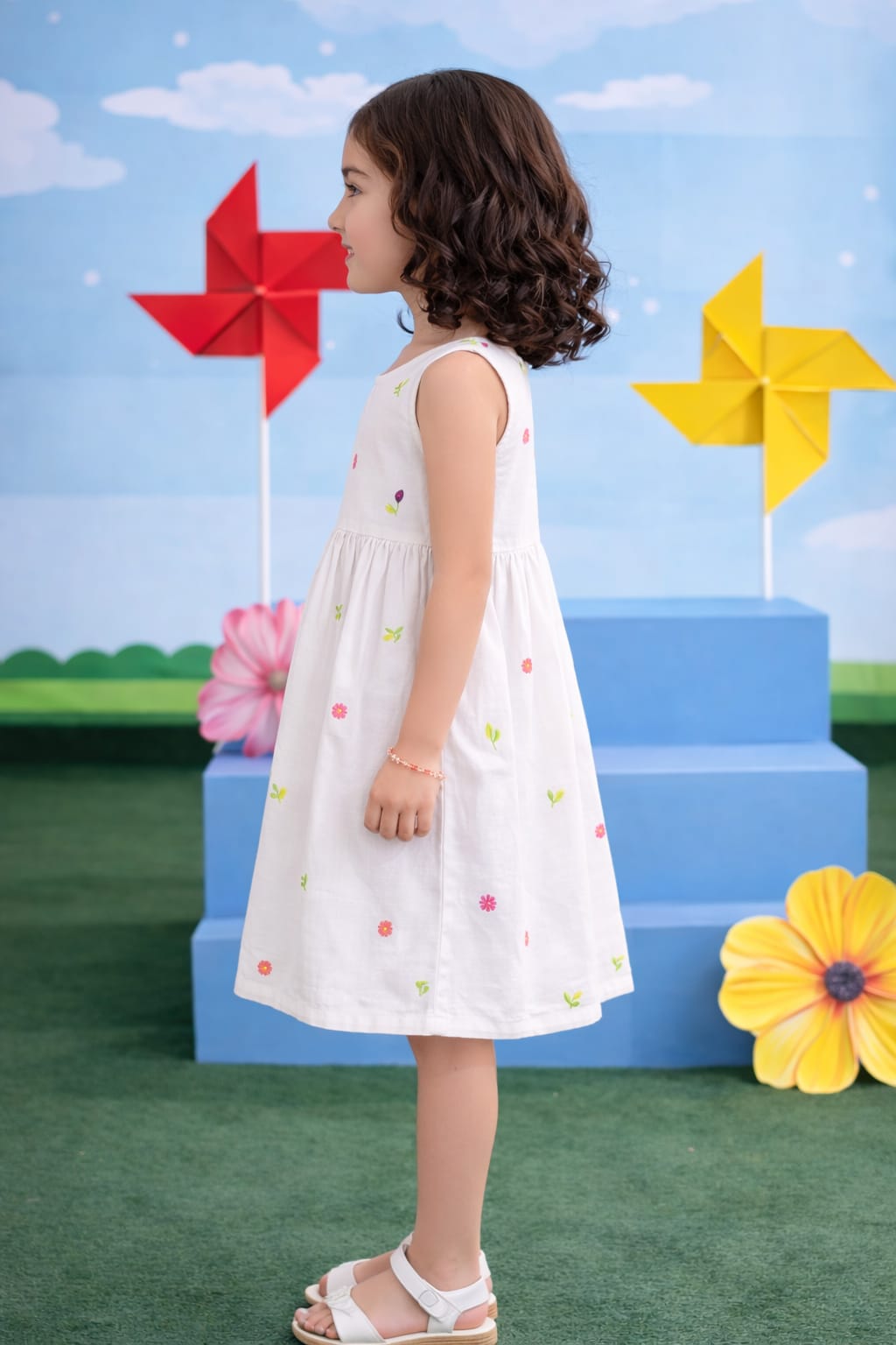 Cute Floral Embroidered Kids Soft Cotton Frock
