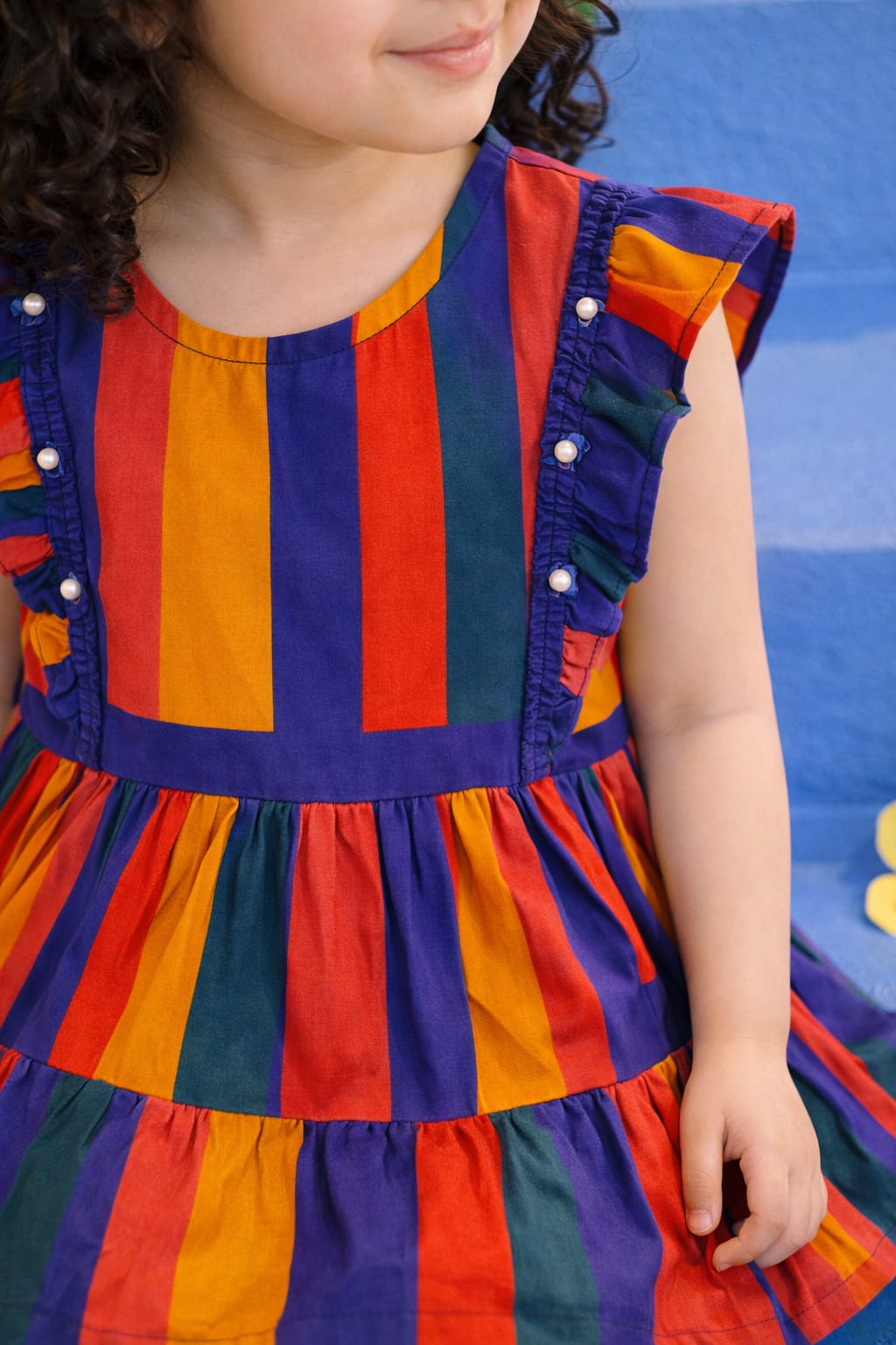 Colorful Striped Kids Soft Cotton Party Dress