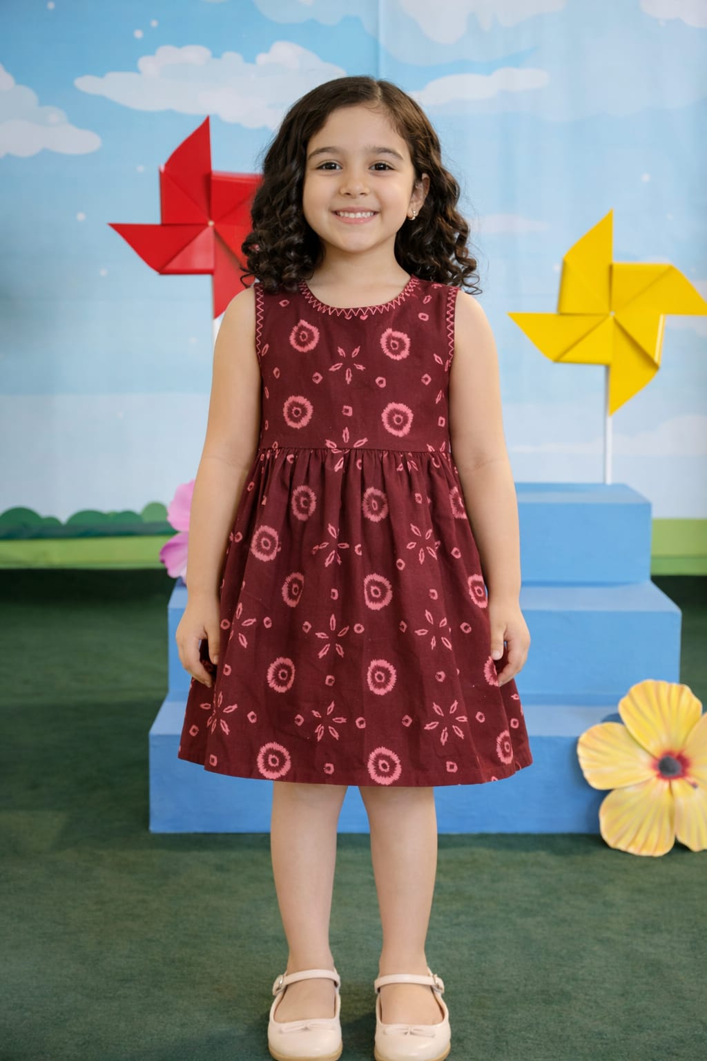 Cute Printed Kids Soft Cotton Sleeveless Dress