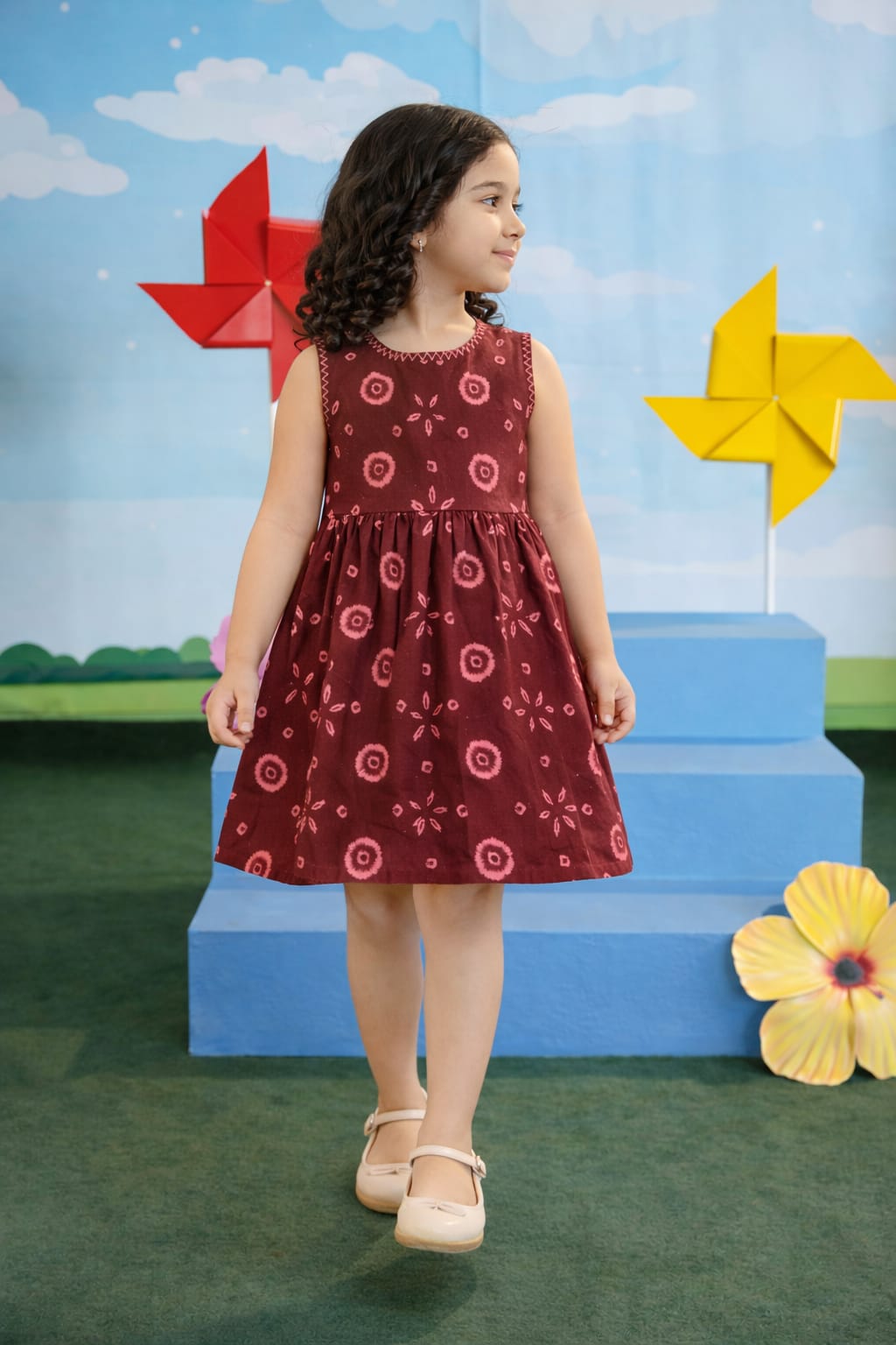 Cute Printed Kids Soft Cotton Sleeveless Dress