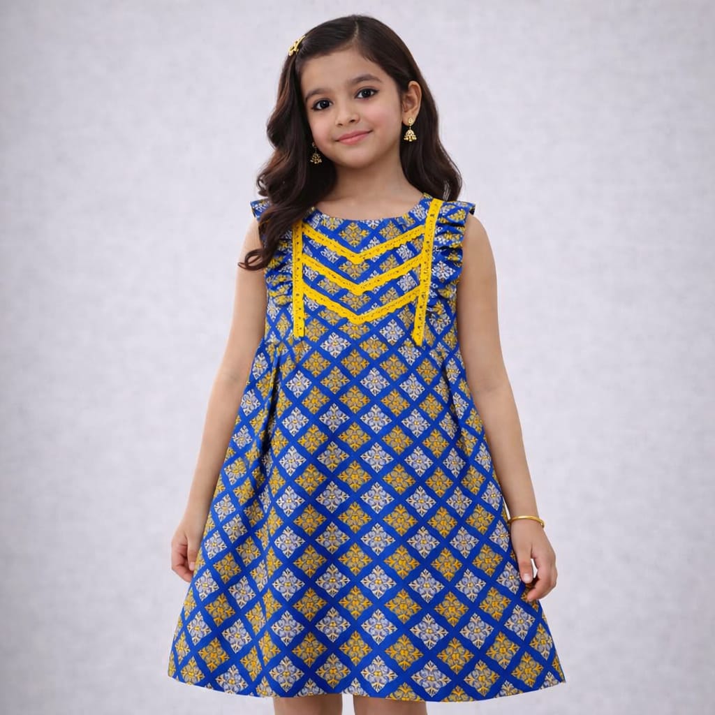 Stylish Printed Kids Soft Cotton Sleeveless Dress