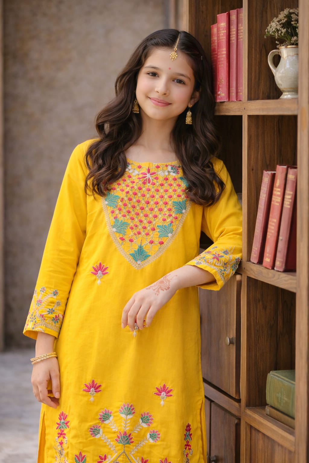 Girls Embroidered Soft Cotton Kurta Trouser Set