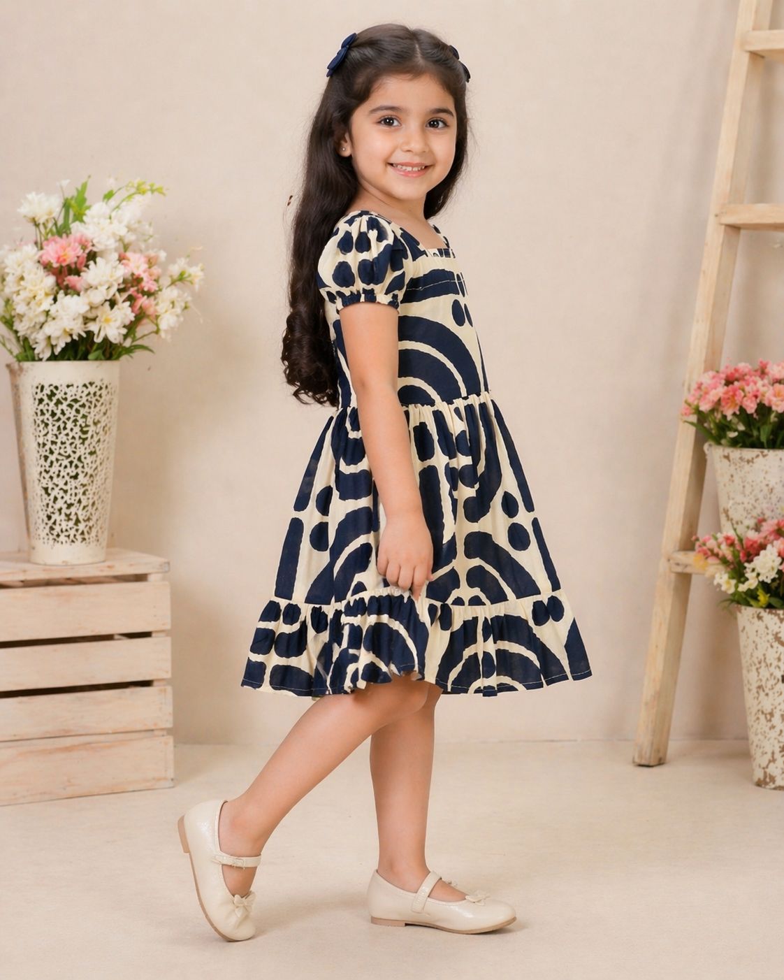 Printed Fit & Flare Girls Dress - Frock