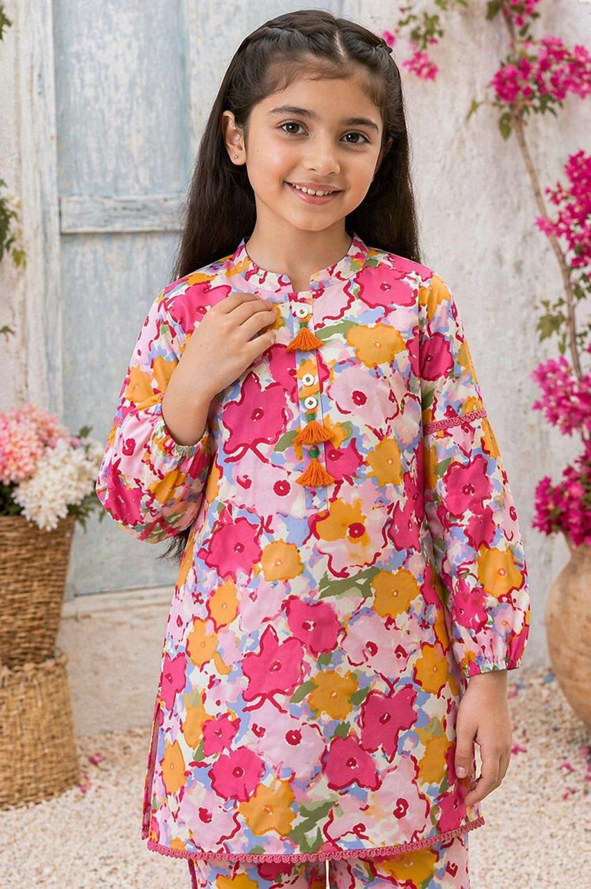 Floral Printed Girls 2-Piece Outfit