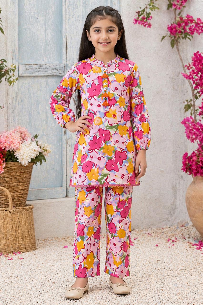 Floral Printed Girls 2-Piece Outfit