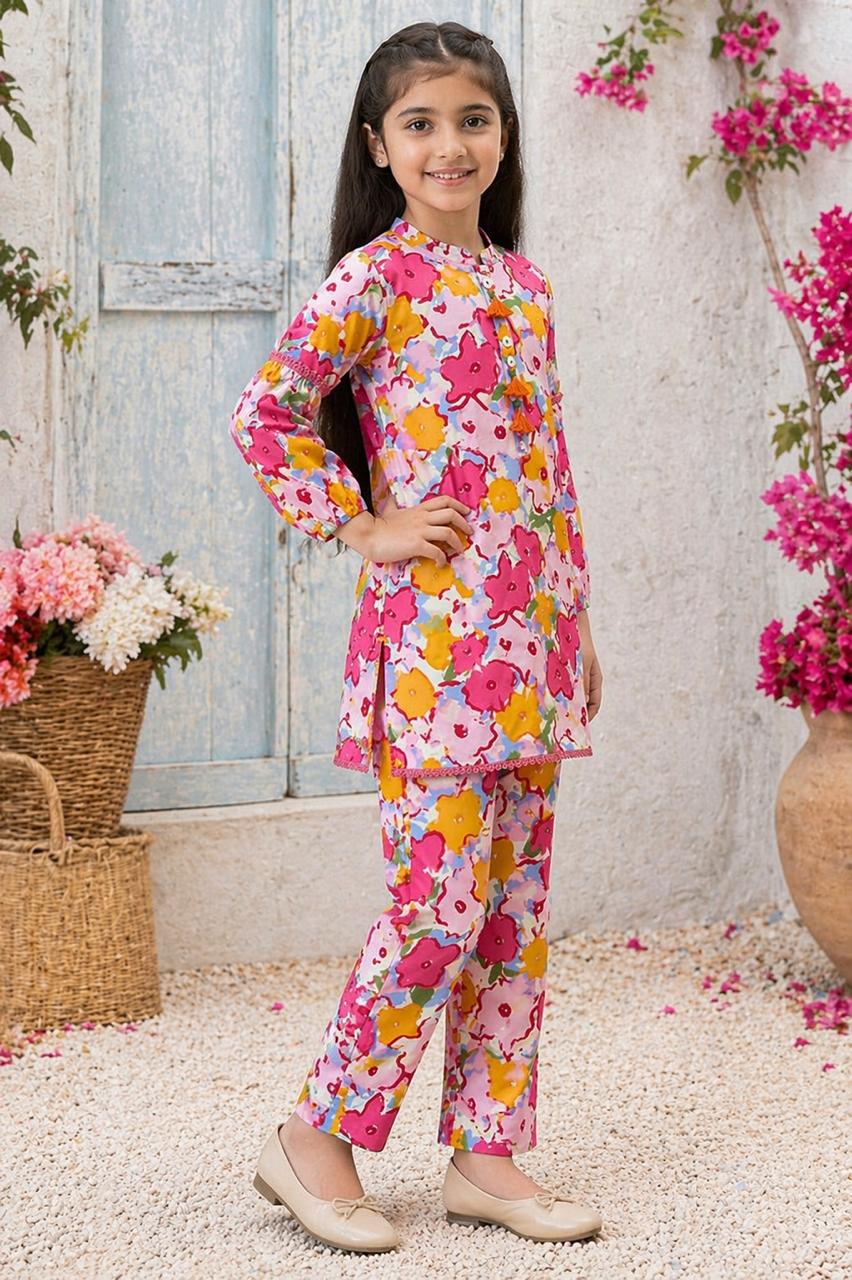 Floral Printed Girls 2-Piece Outfit