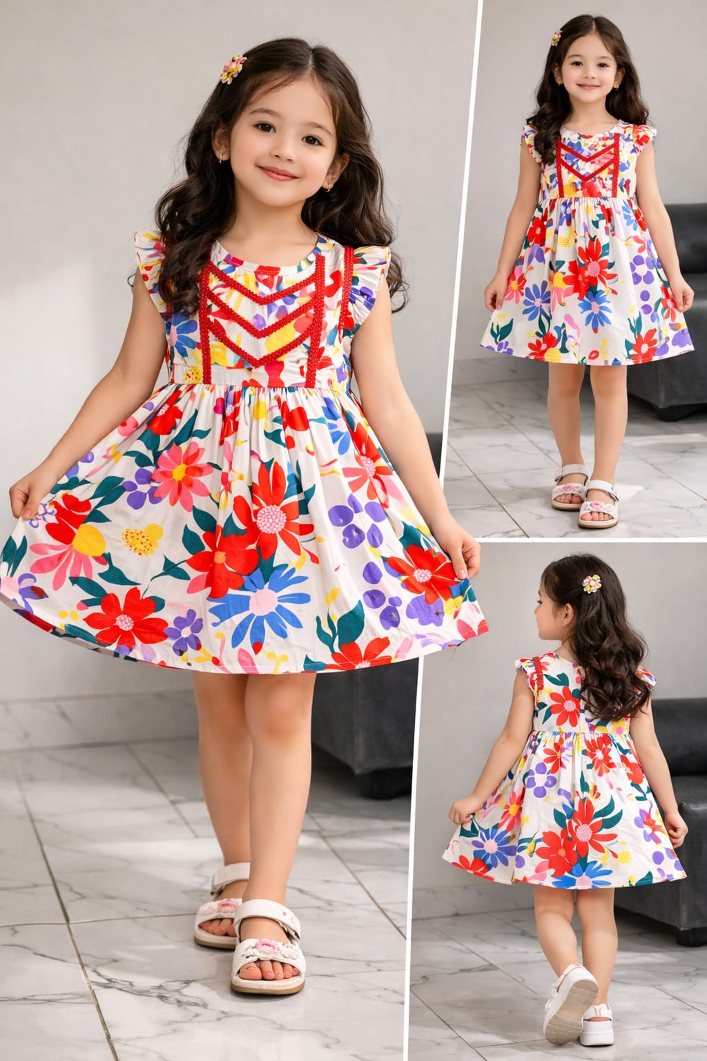 Stylish Printed Kids Soft Cotton Sleeveless Dress