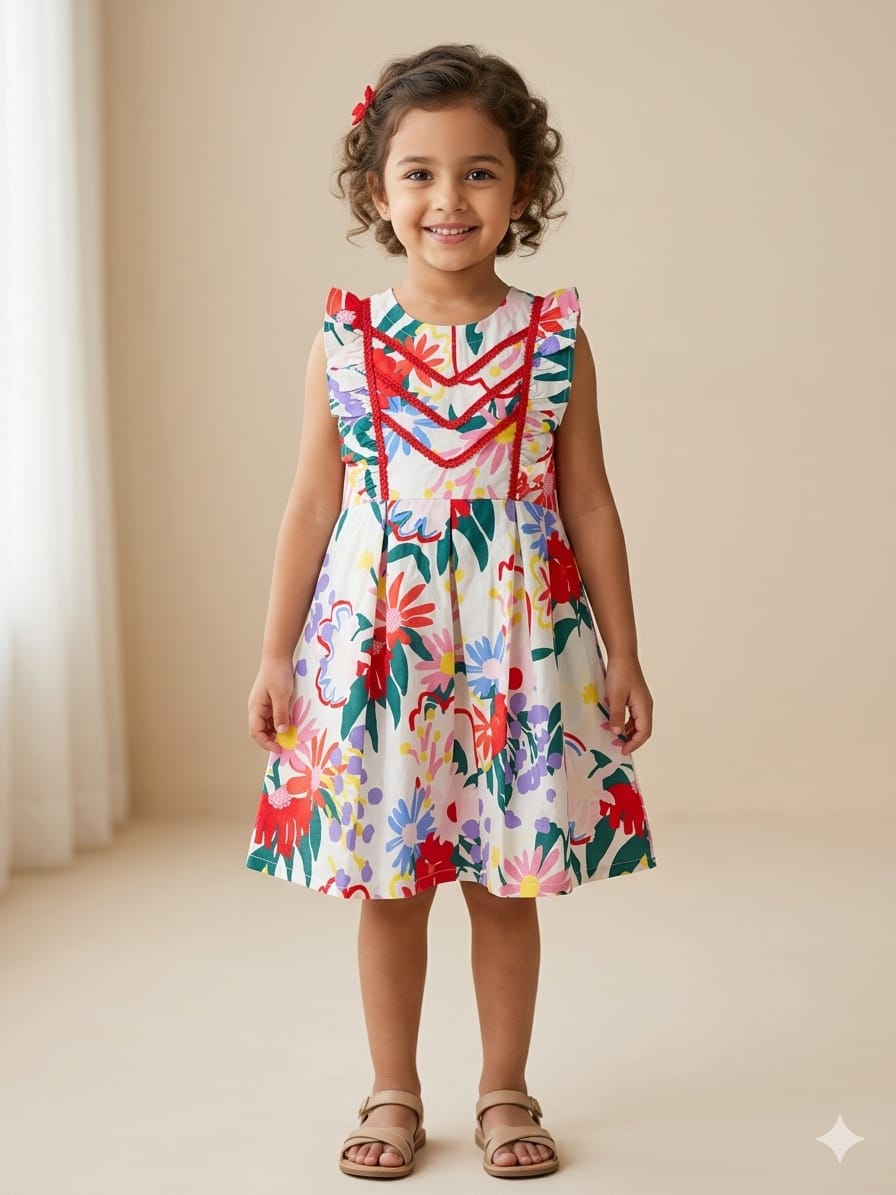 Stylish Printed Kids Soft Cotton Sleeveless Dress