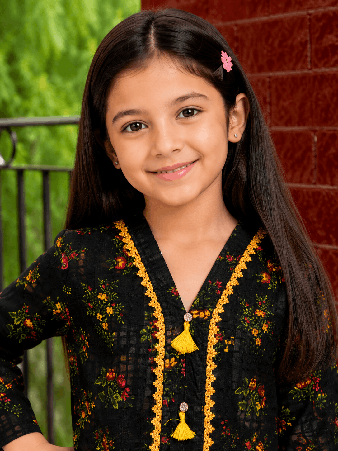 Midnight Bloom Girls Printed Co-Ord Set